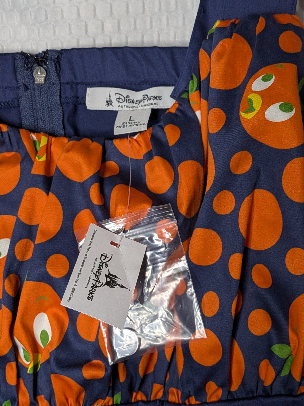 Disney Parks Orange Bird Polka Dot Sun Dress Navy Blue Women Large NWT Retro - Picture 5 of 12